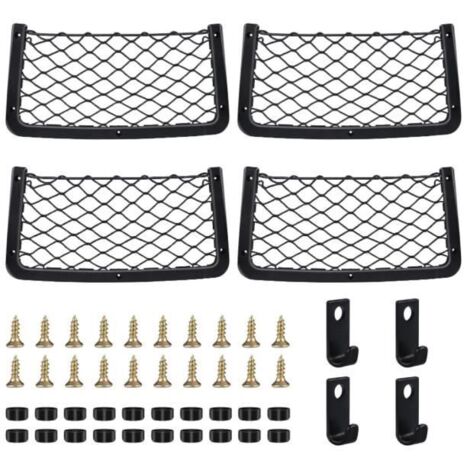 Filets de Rangement pour Coffre Voiture - Lot de 4 - Blanc - Voiture - Noir (1/4)