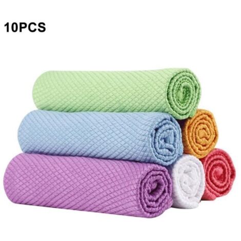 Chiffon de nettoyage de polissage en microfibre en écailles de poisson 10pcs Nettoyage en microfibre 30 × 40cm (1/4)