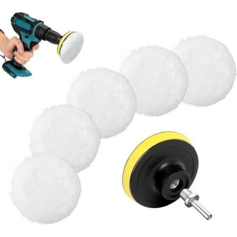 80mm Tampon Polissage En Laine, 5 Pièces Disque De Polissage, Pour Le Polissage Et Le Cirage De Voiture, Avec M10 Adaptateur (1/4)