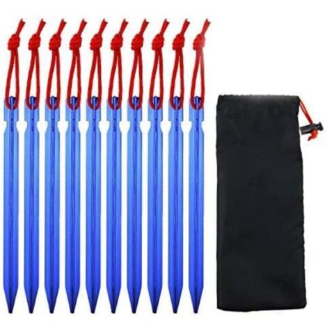 Piquets de tente - Non spécifié - Lot de 10 - Aluminium léger - 17,8 cm - Sac Oxford inclus (1/4)