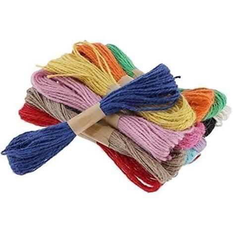 12 Couleurs D'emballage Intégré De Corde De Jute Naturel, Chaque Rouleau De 10 Mètres De Longueur De Corde De Jute à Trois Brin A373 (1/4)