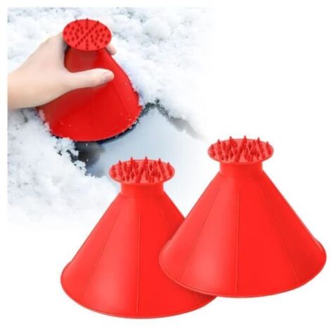 2 Pcs Grattoirs à Glace Ronds, Universelle Gratte-Glace Voiture, Multifonctionnel SUV, Voitures Pare-Brise Voiture Vitres(Rouge) (1/4)