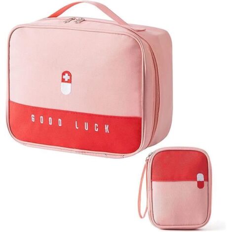 2Pcs Trousse de Premiers Secours,Boite de d'urgence,Trousse de Secours Vide,Portable ,pour Camping, Voyages,l'école,maison (Rose) (1/4)