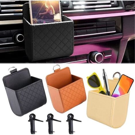 Boîte de rangement pour voiture - 3Pcs - Cuir PU - Noir, marron, beige - Dimensions 11x8,5x5,5 cm (1/4)