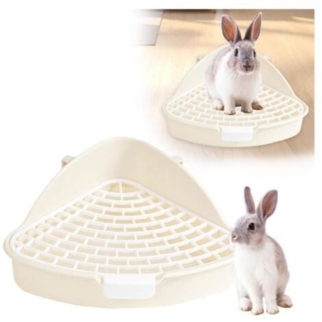 Bac à litière pour animaux de compagnie - YD - Lapin - Design élégant - Taille compacte - Couleur blanche (1/4)