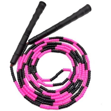 Corde à Sauter,Corde à sauter perlée noire rose de 3m,poignée blanche de 21cm de long,perles de style freestyle- BLACK PURPLE (1/4)