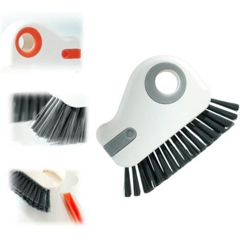 Brosse de nettoyage 2 en 1 - Non spécifié - Gris - Poils durs - Grattoir caché - Ergonomique (1/4)