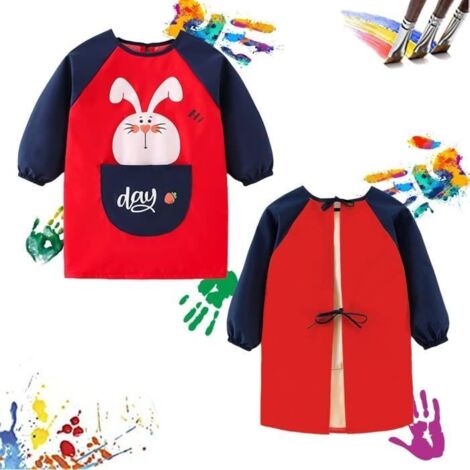 Tablier De Peinture pour Enfants, Enfants Art Tabliers D'artisanat avec Gros Poches-Enfants Art Smock Tabliers De Peinture (1/4)
