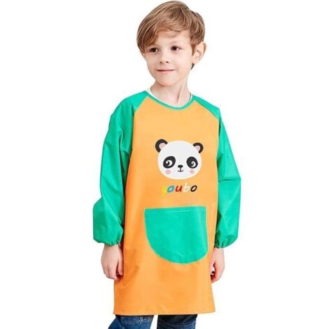 Tablier de peinture - Imperméable - Enfants 8-12 ans - Vert - À manches longues - Avec poches (1/4)