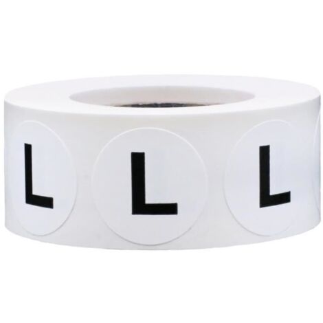 Blancs Tailles de Vêtements L Autocollants de Cercle, 19 mm 3/4 Pouce Vêtements Étiquettes de Points 500 Paquet (1/4)