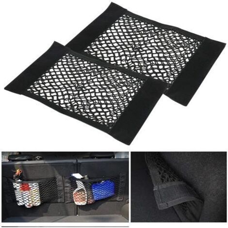 Trunk Storage Net, 2 Pack coffre arrière de voiture Back Seat Sticker élastiques Cargo String Net Stockage de maille Ajouter (1/4)
