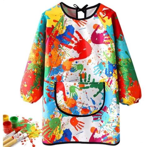 Tablier Peinture Enfant - Imperméable - 130-160cm - Manches Longues - Poche Avant - Design Graffiti (1/4)