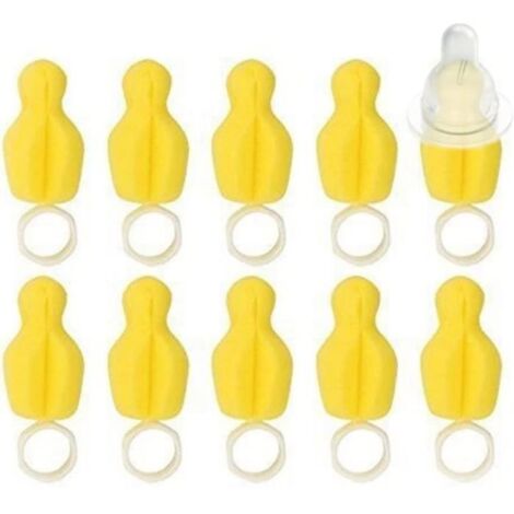 Brosse de Nettoyage,10 PCS Sponge Nettoyer Brouste De Biberon Brosse d'alimentation Brosses Brosses De La Bouteille De Petit Outil (1/4)