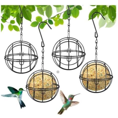 Mangeoire Oiseaux - Non spécifié - 4 Pièces - Métal Noir - Crochets en S - Extérieur Suspendu (1/4)
