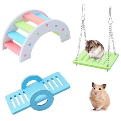 3 jouets pour hamster, pont arc-en-ciel et balançoire, jouets d'escalade et de jeu, accessoires de cage de hamster bricolage (1/4)