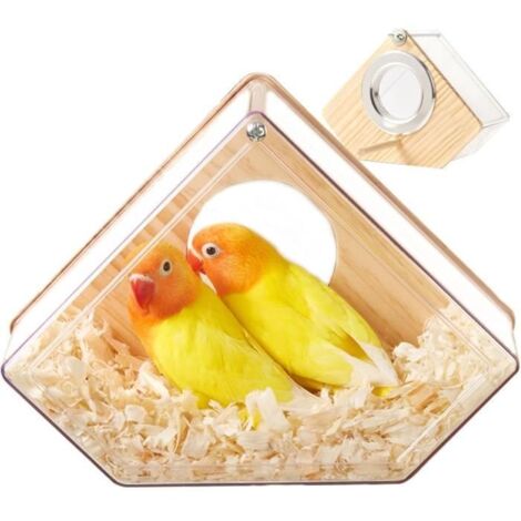 Nichoir à oiseaux - Maison de cage transparente - Jaune - Pour perruches (1/4)