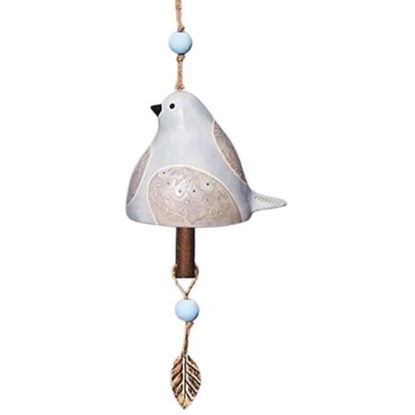 carillon éolien en forme d'oiseau décoration de jardin style unique peint à la main décor à la maison Blanc (1/4)