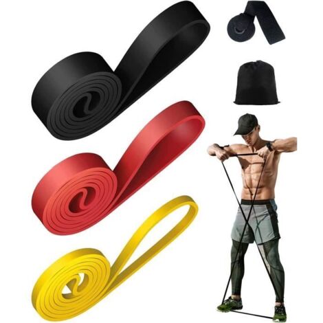 Bandes élastiques de fitness pour yoga (3 pièces) - Marque - Modèle - Blanc - Amincissement et flexibilité (1/4)