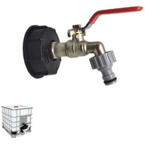 Adaptateur de cuve IBC avec robinet en laiton et connecteur amovible - Blanc (1/4)