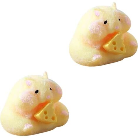 2Pcs Squeeze Hamster, Hamsters Presser, Squishy, Hamster Spongieux Avec Fromage, Jouet Presser En Forme Hamster, Jouets Sensoriels (1/4)