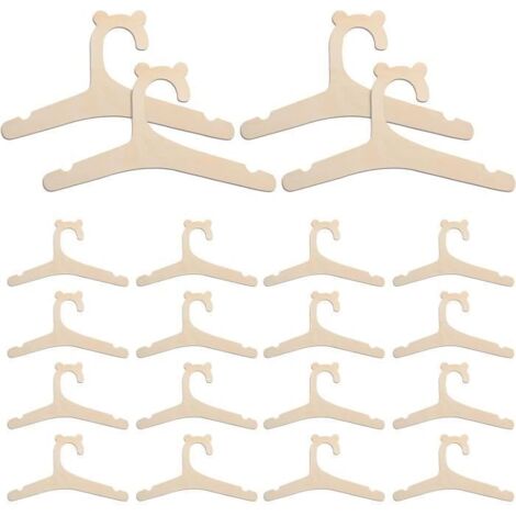 Lot de 20 cintres pour bébé : cintres antidérapants en bois, cintres pour vêtements pour enfants, pantalons, jouets, vêtements (1/4)