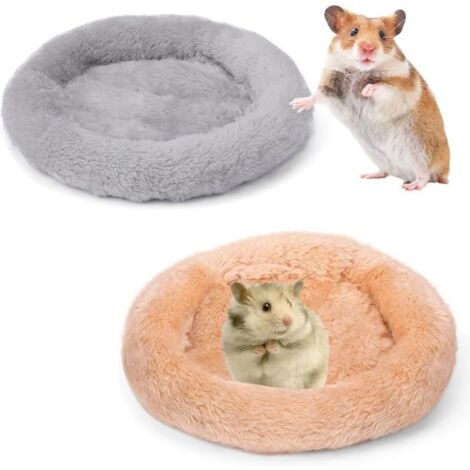 Lot de 2 lits apaisants pour cochon d'Inde, hamster, rats, furet d'Inde, cachette ronde lavable en forme de donut pour hamster (1/4)