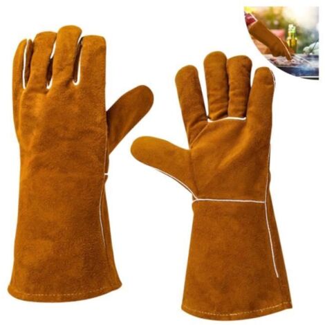 Gants de soudeur de qualité supérieure - Gants de cheminée Gants de four avec doigts pour four/cheminée/four/cuisinière/support de (1/4)