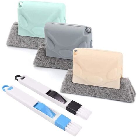 3pcs Brosse de Nettoyage de Rainure de Fenêtre + 2pcs 2 en 1 Brosse de Nettoyage de Fente de fenêtre Mini, Outils de Nettoyage (1/4)