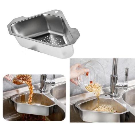 Panier de vidange,Panier de vidange Triangle,Passoire d'évier en Acier Inoxydable,Panier à Filtre suspendue avec (1/4)