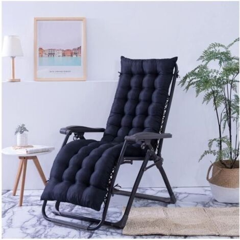 Coussin Bain de Soleil Jardin Pliable Anti-Dérapant - Marque - Modèle - Epais Confort - 48x160cm - Noir