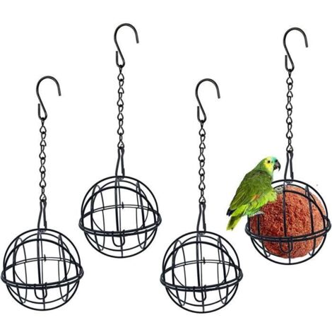 Mangeoire Oiseaux - Lot de 4 mangeoires pour Oiseaux - pour Boules de Graisse - Diamètre : 7 cm - Mangeoire Oiseaux Exterieur - (1/4)