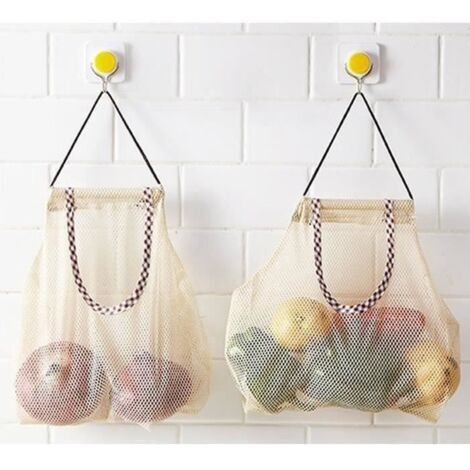 2Pcs Cuisine salle de bain Sac filet de rangement pour Mesh net Turtle Bag String shopping sac réutilisable de stockage de fruits (1/3)
