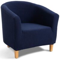 Housse de Fauteuil Chesterfield,Jacquard Housse de Canapé Tub Chair Extensible Extensible(Housse de Chaise de Bain,Bleu Foncé)