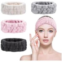 4 Pièces Bandeau Maquillage, Bandeau Cheveux Femme Bandeau de Spa Démaquillage Bandeau Élastique Moelleux Bandeau Skincare Bandeau