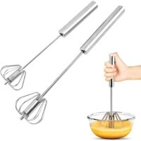 Fouet à Oeufs - Acier Inoxydable - 2pcs - Manuel Semi-automatique - Compatible Lave-vaisselle