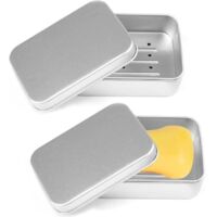 Boîte à savon,2 Pcs Boite Savon Voyage Boite Savon Solide Porte Savon en Aluminium Boîte à Savon Voyage Caisse à Savon Boîte à
