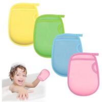 Gants de Bain exfoliants Super Doux, 4 Pièces Gant de Bain Exfoliant Magique, Gants Exfoliants pour le Corps, Brosses de bain en