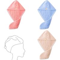 3 pcs Cheveux Serviette, Serviette Cheveux, Serviette à Cheveux en Microfibre Wrap Turban Super Absorban Serviette pour Cheveux