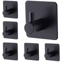 Crochet Adhésif - Noir - Acier Inox - 6pcs - Étanche - Installation Facile