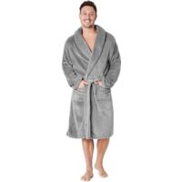Peignoir de bain - Homme - Polaire Chaude - Gris - Taille L