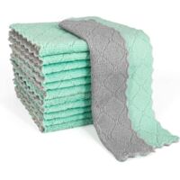 12-Pack of Dish Towels for Kitchen,Super Absorbent Kitchen Towels ,Coral Fleece Cleaning Rags,Machine Washable