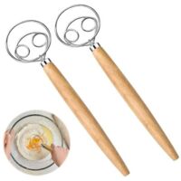 Fouet Cuisine Danois - Batteur Manuel - Inox - Manche en Bois - Idéal pour Pâtisserie