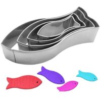 Lot de 4 emporte-pièces en forme de poisson - En acier inoxydable - Jolis emporte-pièces - Espèces marines - Moule à biscuits - yd