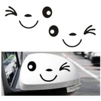 2 Pcs Autocollants de Visage Souriant, Autocollants de Voiture de Rétroviseur, Autocollants Voiture pour Miroirs, Autocollants ,yd