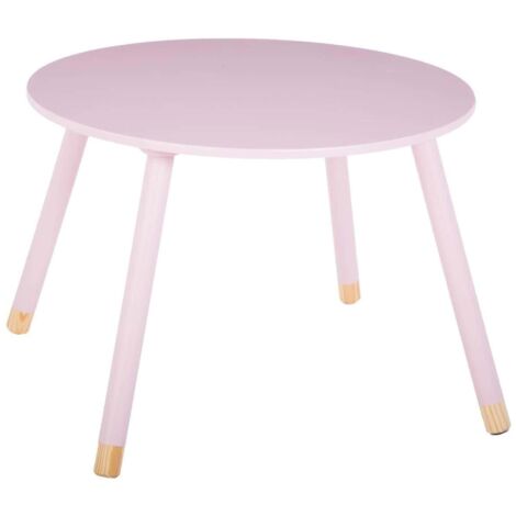 Atmosphera – Table enfant rose 60 cm diamètre – Hauteur 43 cm – Matériaux pin massif et MDF – Pour chambre enfantine