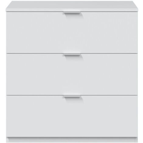 Loungitude – Commode ELOAH 3 tiroirs 77 x 38 x 80 cm – Blanc – Rangement optimisé pour vêtements et accessoires – Style contemporain (1/5)
