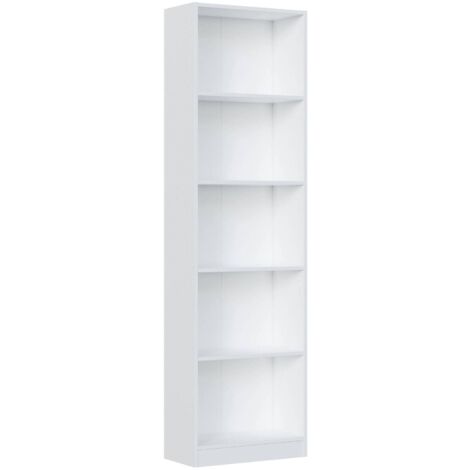 Buchhandlung Pomona, Hohes Bücherregal mit 5 Regalen, Büro- oder Schlafzimmerregal, Modernes Regal mit Fächern, cm 52x25h80, Weiß