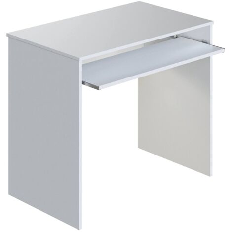 Schreibtisch Dayton, Schreibtisch mit Regal, PC-Halter Arbeitstisch für Büro oder Schlafzimmer, Schreibtisch, cm 90x54h79, Weiß