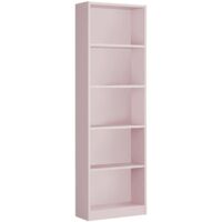 Buchhandlung Pomona, Hohes Bücherregal mit 5 Regalen, Büro- oder Schlafzimmerregal, Modernes Regal mit Fächern, cm 52x25h80, Rosa