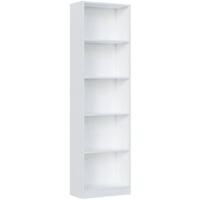 Buchhandlung Pomona, Hohes Bücherregal mit 5 Regalen, Büro- oder Schlafzimmerregal, Modernes Regal mit Fächern, cm 52x25h80, Weiß